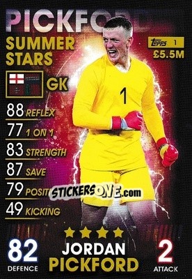Sticker Jordan Pickford - Match Attax 101. Season 2018-2019 n. 1 - Topps