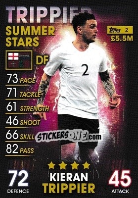 Sticker Kieran Trippier - Match Attax 101. Season 2018-2019 n. 2 - Topps