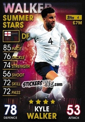 Sticker Kyle Walker - Match Attax 101. Season 2018-2019 n. 4 - Topps