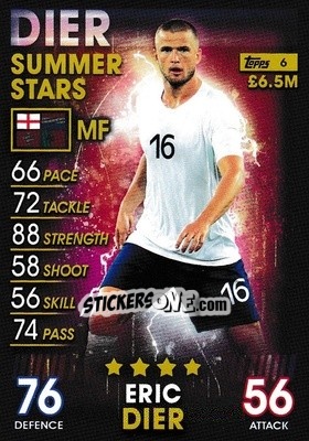Sticker Eric Dier - Match Attax 101. Season 2018-2019 n. 6 - Topps