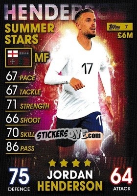 Sticker Jordan Henderson - Match Attax 101. Season 2018-2019 n. 7 - Topps