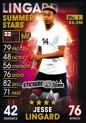 Sticker Jesse Lingard - Match Attax 101. Season 2018-2019 n. 8 - Topps