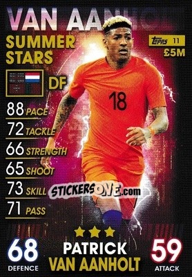 Figurina Patrick van Aanholt - Match Attax 101. Season 2018-2019 n. 11 - Topps