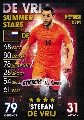 Sticker Stefan De Vrij - Match Attax 101. Season 2018-2019 n. 12 - Topps