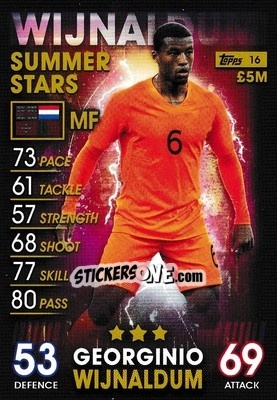 Sticker Georginio Wijnaldum - Match Attax 101. Season 2018-2019 n. 16 - Topps