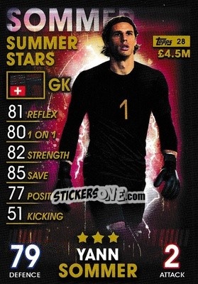 Sticker Yann Sommer - Match Attax 101. Season 2018-2019 n. 28 - Topps