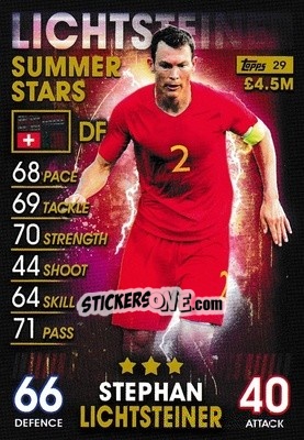 Sticker Stephan Lichtsteiner - Match Attax 101. Season 2018-2019 n. 29 - Topps