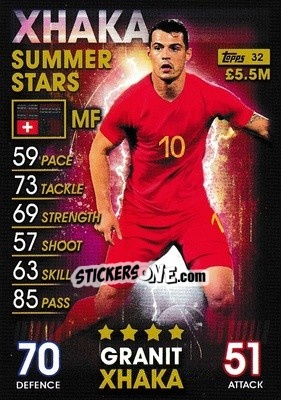 Sticker Granit Xhaka - Match Attax 101. Season 2018-2019 n. 32 - Topps