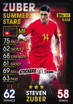 Sticker Steven Zuber - Match Attax 101. Season 2018-2019 n. 33 - Topps