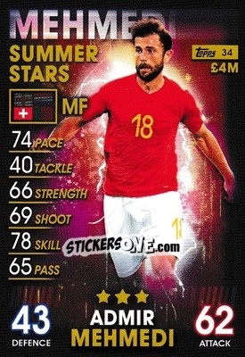 Sticker Admir Mehmedi - Match Attax 101. Season 2018-2019 n. 34 - Topps