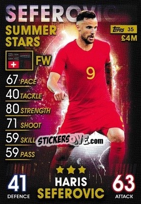 Sticker Haris Seferovic - Match Attax 101. Season 2018-2019 n. 35 - Topps