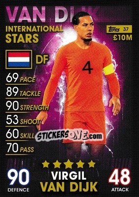 Sticker Virgil van Dijk - Match Attax 101. Season 2018-2019 n. 37 - Topps