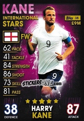 Sticker Harry Kane - Match Attax 101. Season 2018-2019 n. 38 - Topps