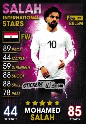 Sticker Mohamed Salah - Match Attax 101. Season 2018-2019 n. 39 - Topps