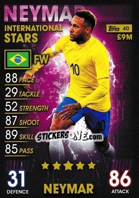 Sticker Neymar - Match Attax 101. Season 2018-2019 n. 40 - Topps