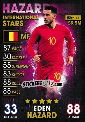 Sticker Eden Hazard - Match Attax 101. Season 2018-2019 n. 41 - Topps
