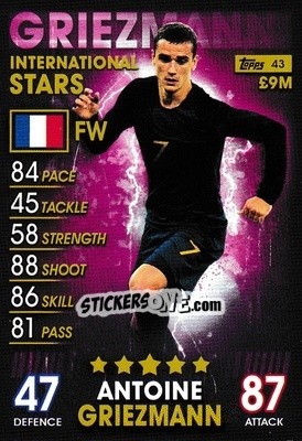 Sticker Antoine Griezmann - Match Attax 101. Season 2018-2019 n. 43 - Topps