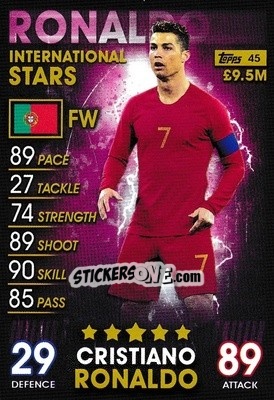 Sticker Cristiano Ronaldo - Match Attax 101. Season 2018-2019 n. 45 - Topps