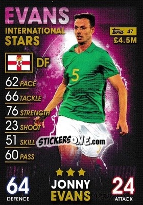 Sticker Jonny Evans - Match Attax 101. Season 2018-2019 n. 47 - Topps
