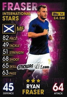 Sticker Ryan Fraser - Match Attax 101. Season 2018-2019 n. 54 - Topps