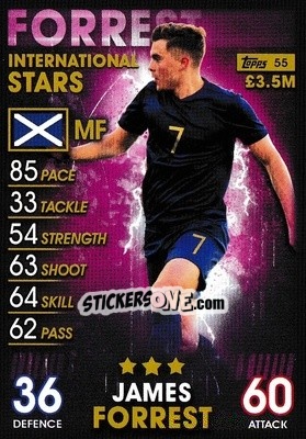 Sticker James Forres - Match Attax 101. Season 2018-2019 n. 55 - Topps