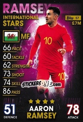 Sticker Aaron Ramsey - Match Attax 101. Season 2018-2019 n. 57 - Topps