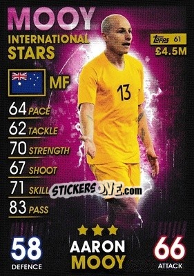 Sticker Aaron Mooy - Match Attax 101. Season 2018-2019 n. 61 - Topps