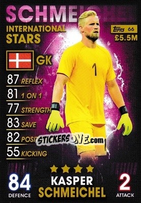 Sticker Kasper Schmeichel - Match Attax 101. Season 2018-2019 n. 66 - Topps