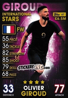 Sticker Olivier Giroud - Match Attax 101. Season 2018-2019 n. 67 - Topps