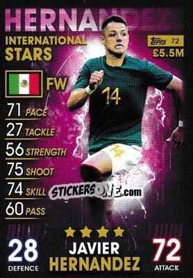 Sticker Javier Hernandez - Match Attax 101. Season 2018-2019 n. 72 - Topps
