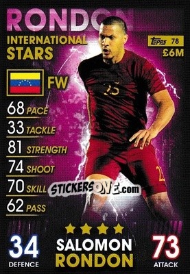 Sticker Salomon Rondon - Match Attax 101. Season 2018-2019 n. 78 - Topps