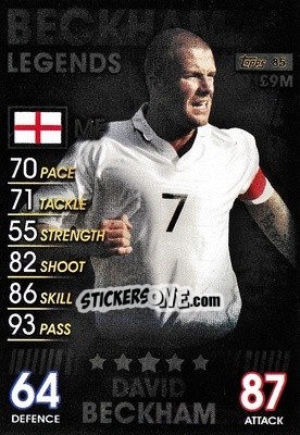 Sticker David Beckham - Match Attax 101. Season 2018-2019 n. 85 - Topps