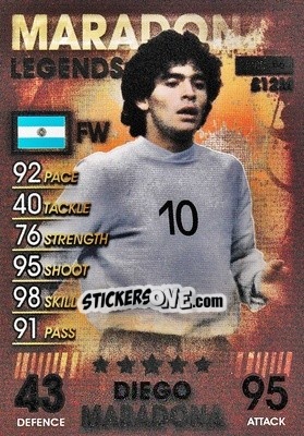 Sticker Diego Maradona - Match Attax 101. Season 2018-2019 - Topps