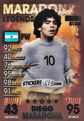 Sticker Diego Maradona - Match Attax 101. Season 2018-2019 n. 86 - Topps