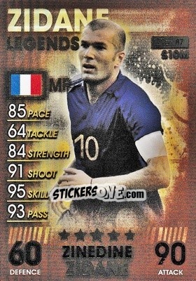 Sticker Zinedine Zidane - Match Attax 101. Season 2018-2019 n. 87 - Topps