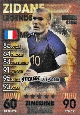 Sticker Zinedine Zidane - Match Attax 101. Season 2018-2019 - Topps