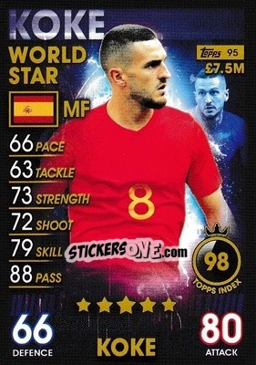 Sticker Koke - Match Attax 101. Season 2018-2019 n. 95 - Topps