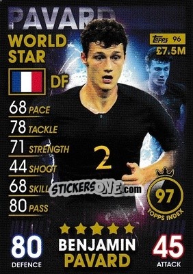 Sticker Benjamin Pavard - Match Attax 101. Season 2018-2019 n. 96 - Topps