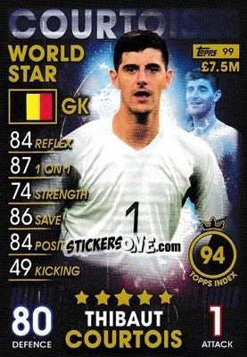 Sticker Thibaut Courtois - Match Attax 101. Season 2018-2019 n. 99 - Topps