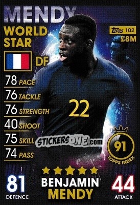 Sticker Benjamin Mendy - Match Attax 101. Season 2018-2019 n. 102 - Topps