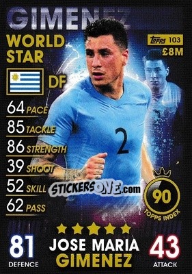 Sticker Jose Maria Gimenez - Match Attax 101. Season 2018-2019 n. 103 - Topps