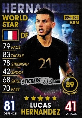 Sticker Lucas Hernandez - Match Attax 101. Season 2018-2019 n. 104 - Topps