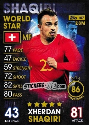 Sticker Xherdan Shaqiri - Match Attax 101. Season 2018-2019 n. 107 - Topps