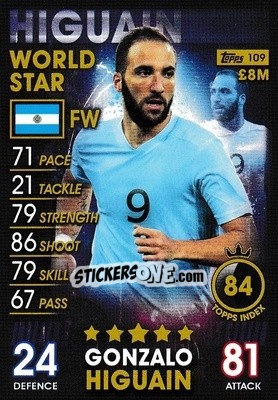 Sticker Gonzalo Higuain - Match Attax 101. Season 2018-2019 n. 109 - Topps
