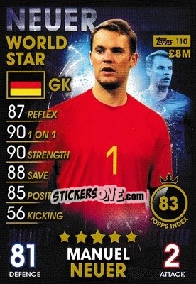Sticker Manuel Neuer - Match Attax 101. Season 2018-2019 n. 110 - Topps