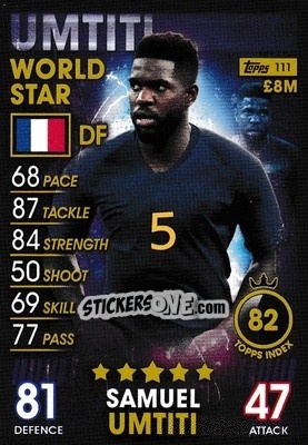 Sticker Samuel Umtiti - Match Attax 101. Season 2018-2019 n. 111 - Topps