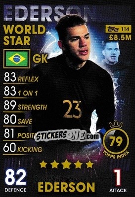 Sticker Ederson - Match Attax 101. Season 2018-2019 n. 114 - Topps