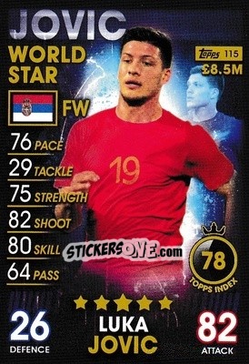Sticker Luka Jovic - Match Attax 101. Season 2018-2019 n. 115 - Topps