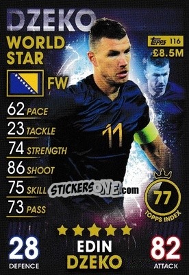 Sticker Edin Dzeko - Match Attax 101. Season 2018-2019 n. 116 - Topps