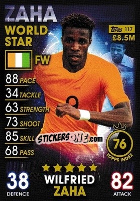 Sticker Wilfried Zaha - Match Attax 101. Season 2018-2019 n. 117 - Topps